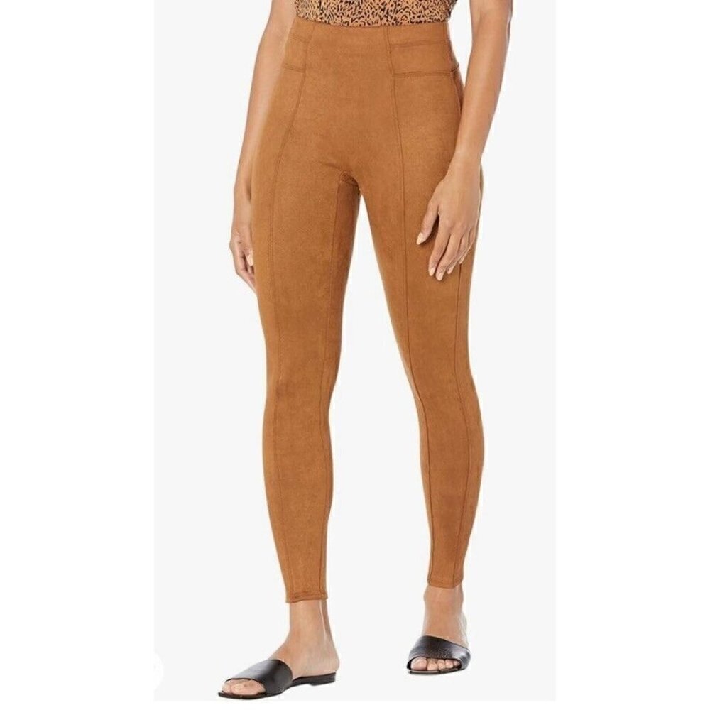 SPANX Women's Sz S Tan Faux Suede Pull On Leggings Pants #20322